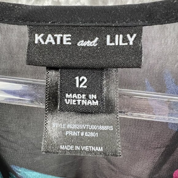 Anthropologie Kate & Lily 12 Ruffled Babydoll Floral Black Chiffon Smocked Dress - Picture 14 of 16